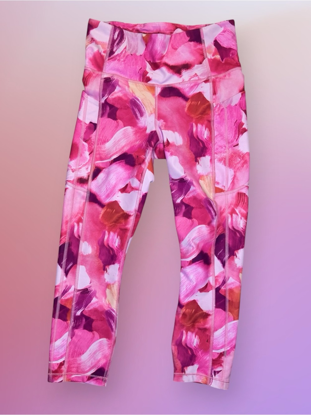 💥SALE $5💥 Athleta Ultimate Stash II Capri Crop Leggings Painted Energy Coral Pi